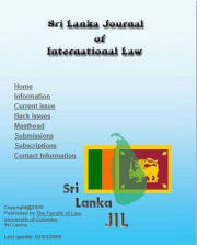 Sri Lanka journal of International Law – Call for Papers 2017