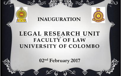 Inauguration of The Legal Research Unit Faculty of Law University of Colombo