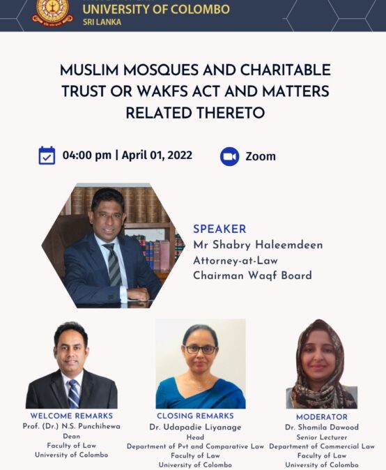 Webinar on “Muslim Mosques and Charitable Trust or Wakfs Act and Matters Related Thereto”
