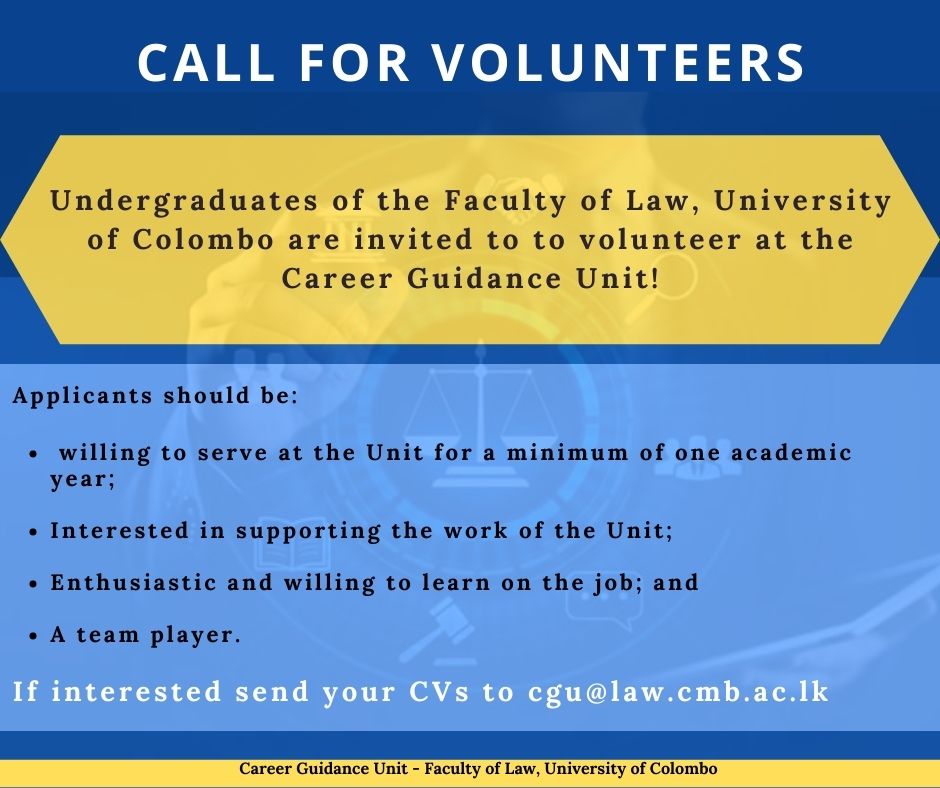 CALL FOR VOLUNTEERS -CGU, Faculty of Law