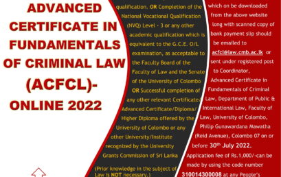 Advances Certificate in Fundamentals of Criminal Law