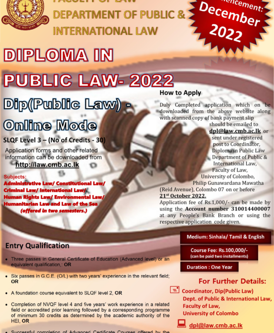 Call for Applications – Diploma in Public Law 2022