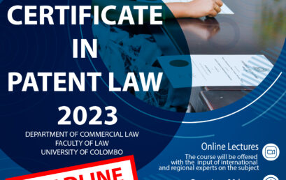 CERTIFICATE COURSE IN PATENT LAW – 2023