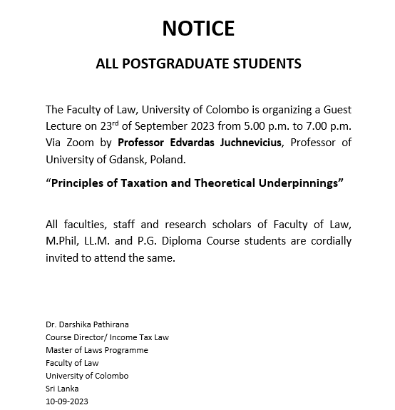 Principles of Taxation and Theoretical Underpinnings – Guest Lecture