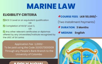 Application for Advanced Certificate Course on Environment and Marine Law are Open Now