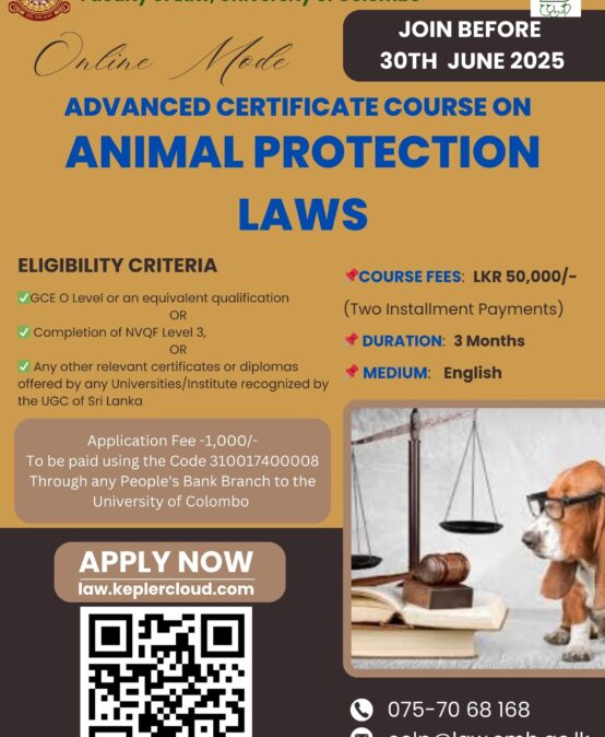 Application for Advanced Certificate Course on Animal Protection Laws are Open Now