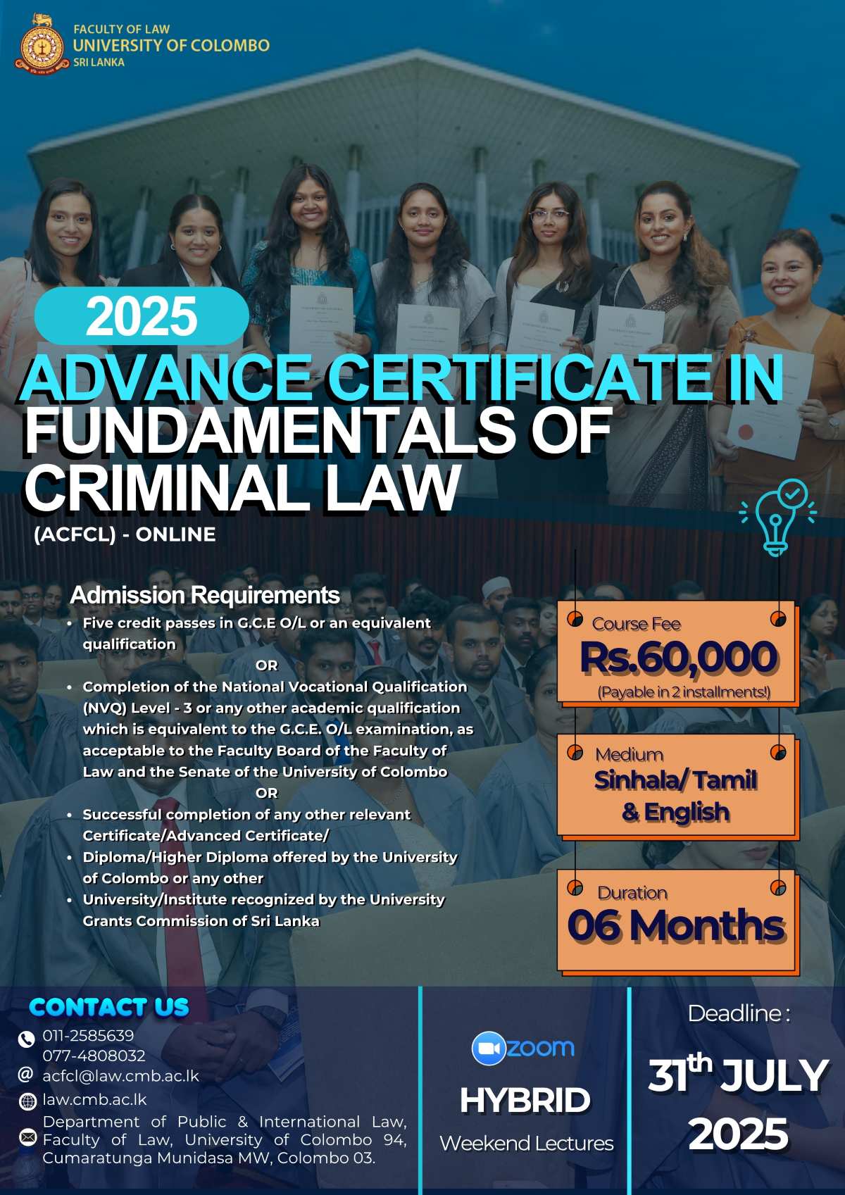 Applications for the Advanced Certificate in Fundamentals of Criminal Law are Open Now