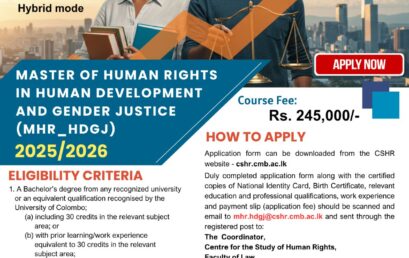 Applications for the Master of Human Rights in Human Development and Gender Justice (MHR_HDGJ) 2025/2026 is Open Now