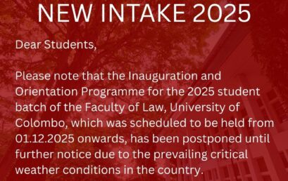 Important Notice  2025 Student Batch – Faculty of law,  University of Colombo