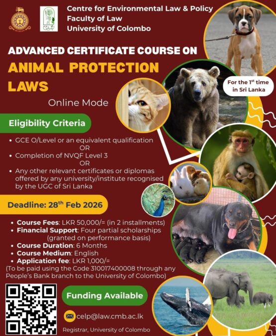 APPLICATION FOR ADVANCED CERTIFICATE COURSE ON ANIMAL PROTECTION LAWS ARE OPEN NOW