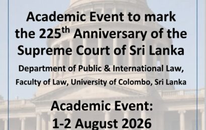 Call for Papers – Academic Event to mark the 225th Anniversary of the Supreme Court of Sri Lanka.