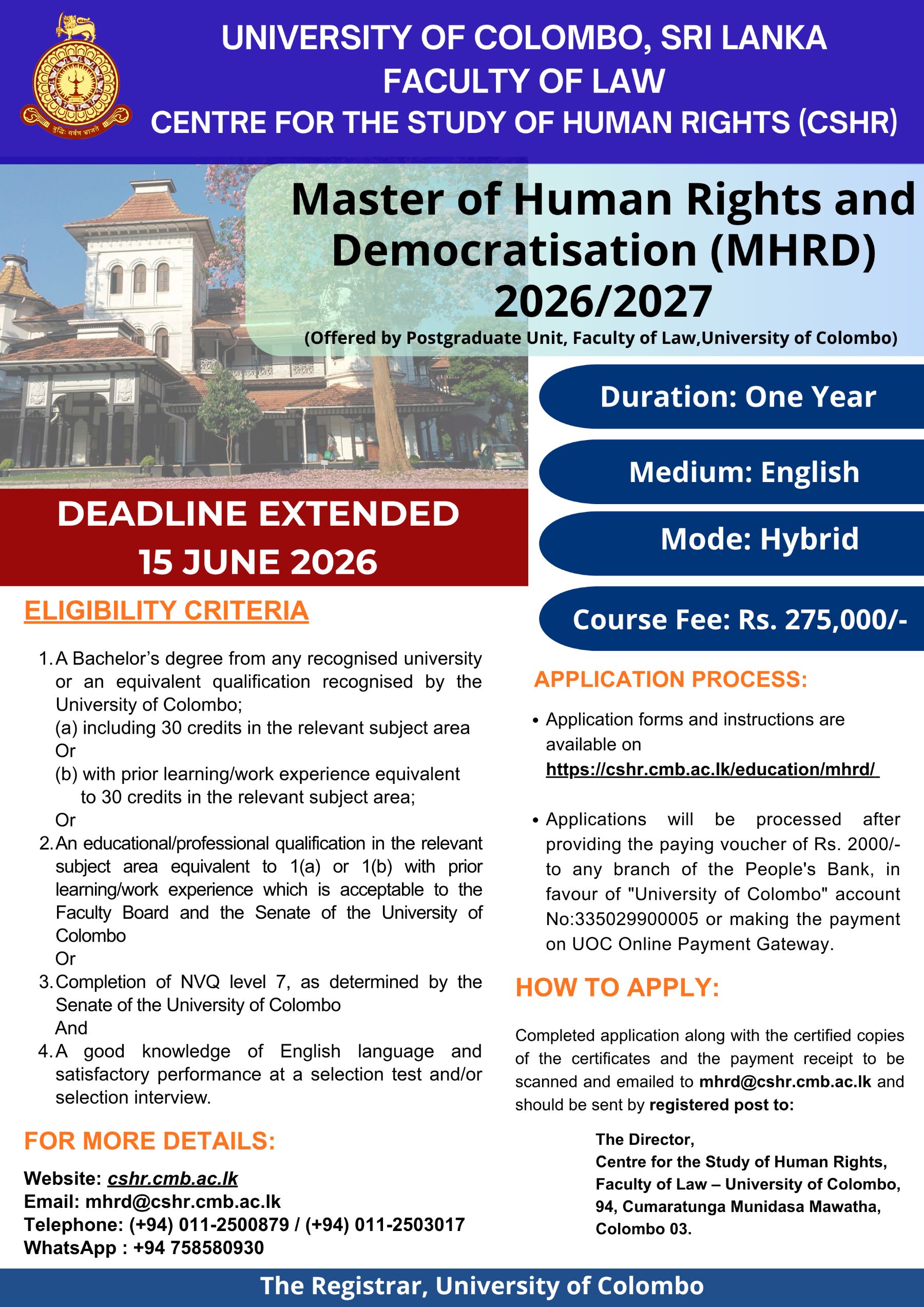 Master of Human Rights and Democratisation (MHRD)