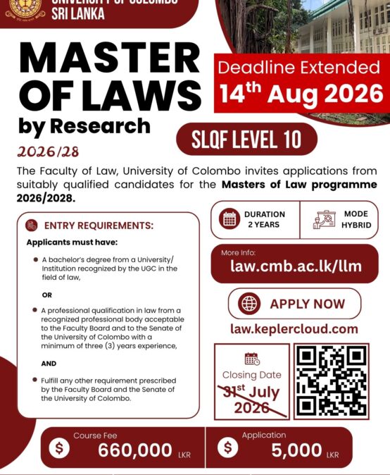 Application for LLM by Research 2026/28 (SLQF Level 10) is Open Now