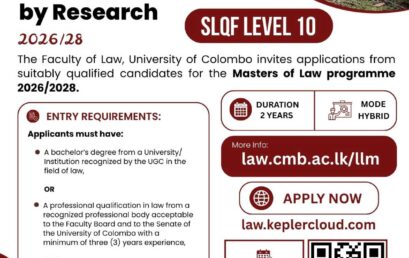 Application for LLM by Research 2026/28 (SLQF Level 10) is Open Now
