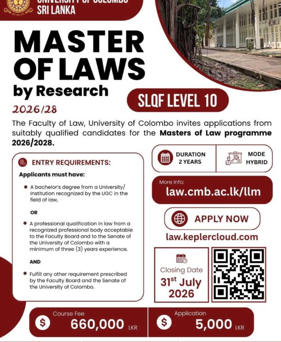Application for LLM by Research 2026/28 (SLQF Level 10) is Open Now